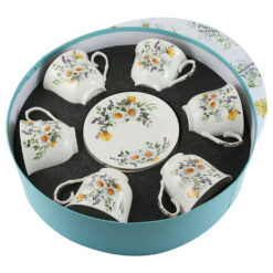 Alternative view of Set 6 cesti cu farfurii din portelan 250 ml "Basket of Flowers-Daisy", in cutie decorativa