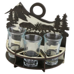 Suport din lemn cu 3 pahare 15X14 CM, Vanator
