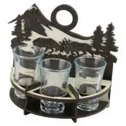 Suport din lemn cu 3 pahare 15X14 CM, Vanator