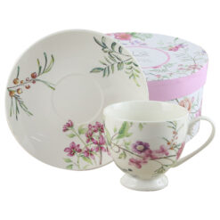 Ceasca portelan cu farfurie 220 ml, "Indira", in cutie decorativa