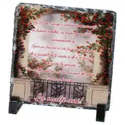 Placa ardezie "La 18 ani...La multi ani!" 14x14 CM, Roz