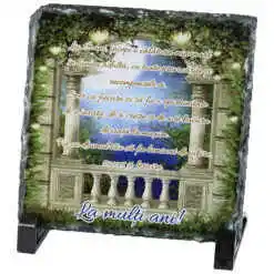 Placa ardezie "La 18 ani...La multi ani!" 14x14 CM, Verde