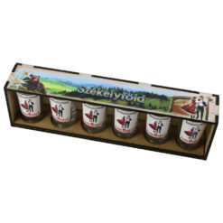 Alternative view of Set 6 pahare shot "Szekelyfold", cu suport lemn 29.5x8 CM