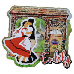 Magnet frigider din lemn "Erdely" 10x9 CM, Pereche de dansatori