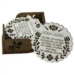 Set 6 suporturi pahare traforaj, 9 CM, cu suport, "Hazi Aldas"