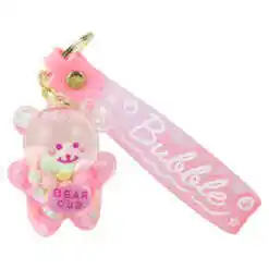 Breloc Bubble cu lichid si sclipici, Ursulet/Balon, din plastic