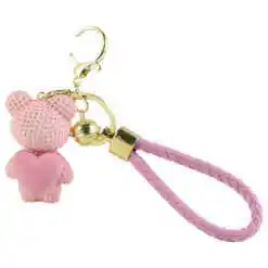 Breloc Ursulet cu inimioara, din plastic, roz