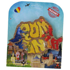 Magnet decorativ Harta Romaniei din lemn 10x7 CM, Romania tricolor