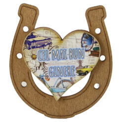 Magnet frigider din lemn "Cel mai bun Ginere" 7x8 CM, Potcoava
