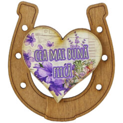 Magnet frigider din lemn "Cea mai buna Fiica" 7x8 CM, Potcoava