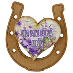 Magnet frigider din lemn "Cea mai buna Fina" 7x8 CM, Potcoava