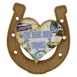 Magnet frigider din lemn "Cel mai bun Bunic" 7x8 CM, Potcoava