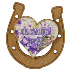 Alternative view of Magnet frigider din lemn "Cea mai buna Nasa" 7x8 CM, Potcoava