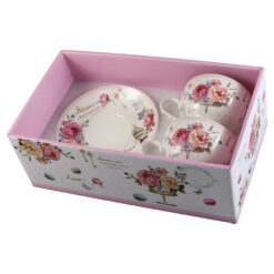 Alternative view of Set 2 cesti din ceramica cu farfurii, "Delicious cake", 150 ml, in cutie cadou