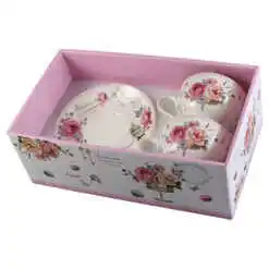 Alternative view of Set 2 cesti din ceramica cu farfurii, "Delicious cake", 150 ml, in cutie cadou