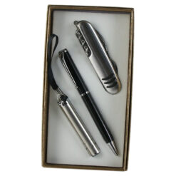 Set cadou pentru barbati, Briceag cu pix si breloc cu led