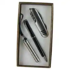 Set cadou pentru barbati, Briceag cu pix si breloc cu led