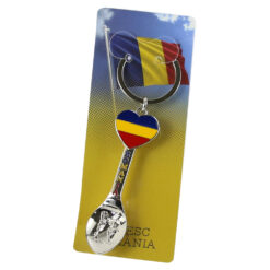 Breloc din metal, Romania, lingurita 7 CM, dansatori