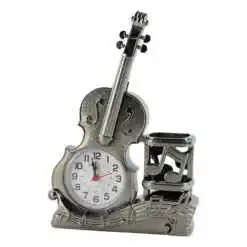 Ceas de masa cu suport creioane, din plastic, Vioara 15x22 CM