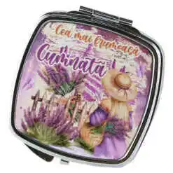 Oglinda de buzunar "Cea mai frumoasa Cumnata", Lavanda