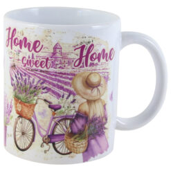Cana ceramica "Home Sweet Home" 330 ml, Fata cu lavanda