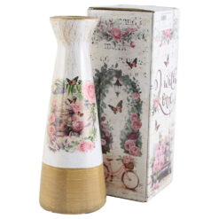 Vaza din ceramica Roses 9x25 CM, in cutie decorativa, M.292