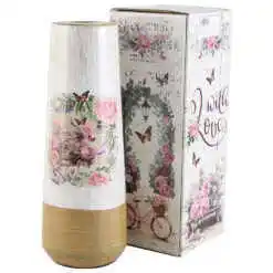 Vaza din ceramica Roses 11x29 CM, in cutie decorativa, M.302