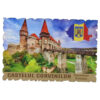 Magnet frigider din lemn, 9x6 CM, Castelul Corvinilor, Hunedoara