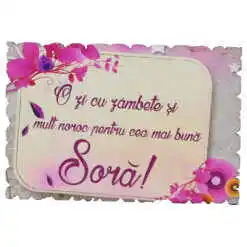 Magnet frigider din lemn "Pentru cea mai buna Sora!" 9x6 CM
