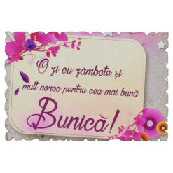 Magnet frigider din lemn "Pentru cea mai buna Bunica!" 9x6 CM