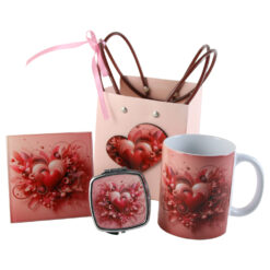 Set cadou cu 4 piese, Inimioara roz