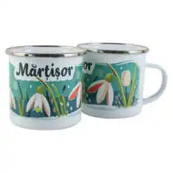 Cana metalica emailata 240 ml "Martisor", ghiocei