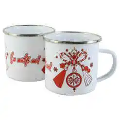 Cana metalica emailata 240 ml "La multi ani!", martisor