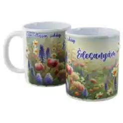 Cana ceramica "Edesanyam, Isten eltessen sokaig!", 330 ml, flori