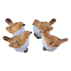 Set 4 decor din rasina Pasare 2 CM, Maro