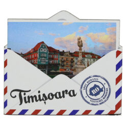 Magnet frigider din lemn "Romania" 9x8 CM, Timisoara, plic