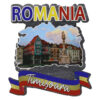 Magnet frigider din lemn "Romania" 7.5x8 CM, Timisoara, tricolor