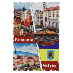 Magnet frigider din lemn "Romania" 6x9 CM, Sibiu, colaj
