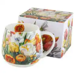 Cana portelan "Tulips" 430 ml, in cutie decorativa