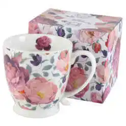 Cana portelan "Spring Roses White", 510 ml, in cutie decorativa