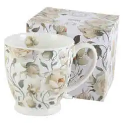 Cana portelan "English Roses White", 510 ml, in cutie decorativa