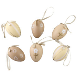 Set 6 oua din plastic 4x6 cm, natur/auriu