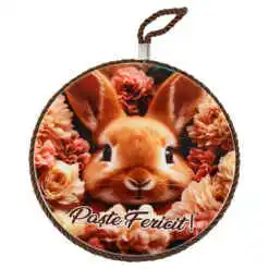 Suport oale decor din ceramica "Paste Fericit!", 17 CM, Iepuras