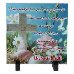 Placa decorativa "Isus a ventit pe lume..." 15x15 CM, faianta
