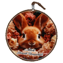 Suport oale decor din ceramica "Aldott Husveti Unnepeket!", 17 CM, Iepuras