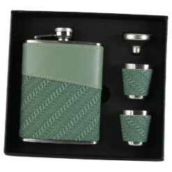 Set plosca cu 2 pahare si palnie, 240 ml, Verde