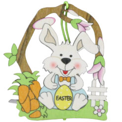 Decoratiune din lemn Iepuras cu ou "Easter" 8 CM