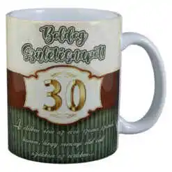 Cana ceramica "30 Boldog Szuletesnapot!", 330 ml, verde/maro