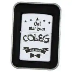 Bricheta metalica "Cel mai bun Coleg din lume", 3.5x5 CM, Alb