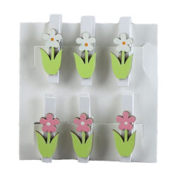Set 6 cleme decorative din lemn 4.5 CM, floare